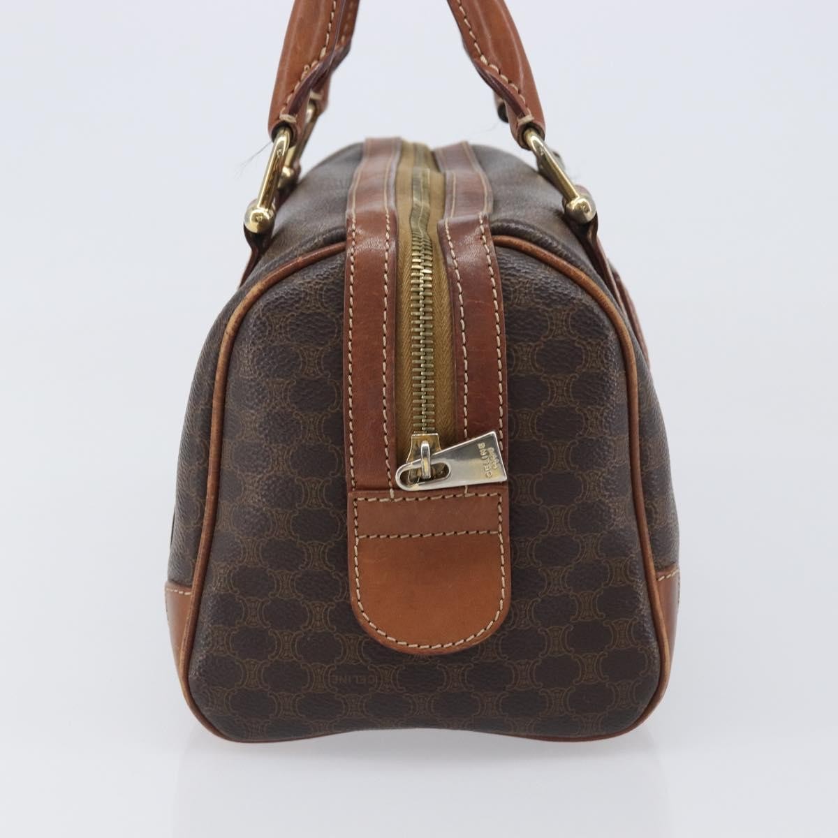 Celine Boston Triomphe Coated Canvas Brown Pvc Handbag (Pre-Owned)