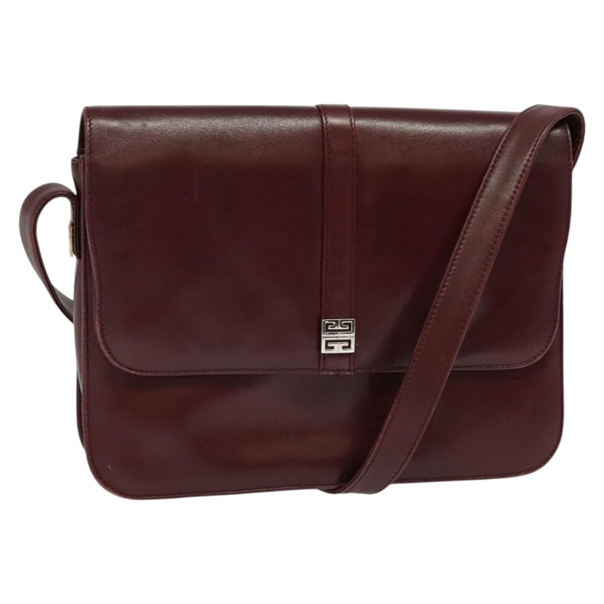 Givenchy Vintage 4G Leather Burgundy Leather Shoulder Bag Bag (Pre-Owned)