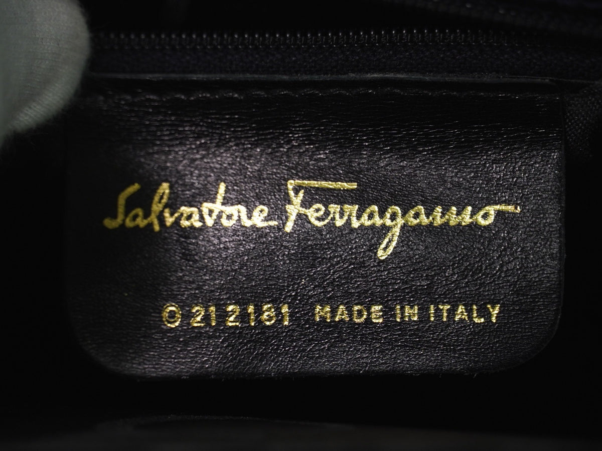 Salvatore Ferragamo Convertible Top Handle Leather Navy Leather Handbag (Pre-Owned)