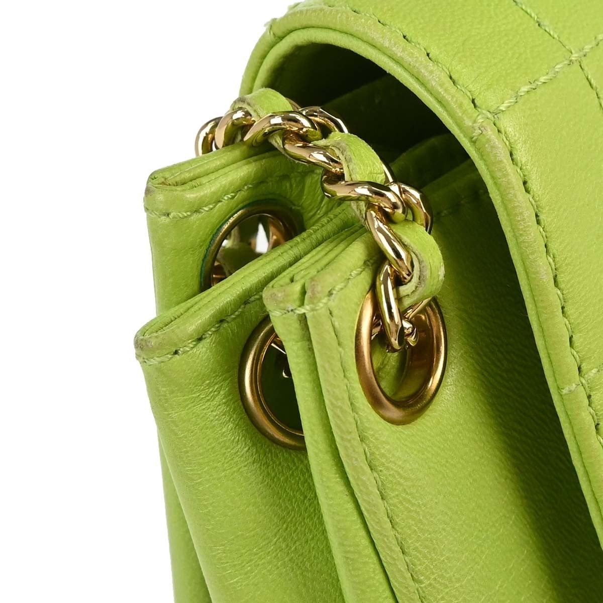 Chanel Chocolate Bar Mademoiselle Lock Chain Quilted Velvet Green Leather Shoulder Bag Bag (Pre-Owned)