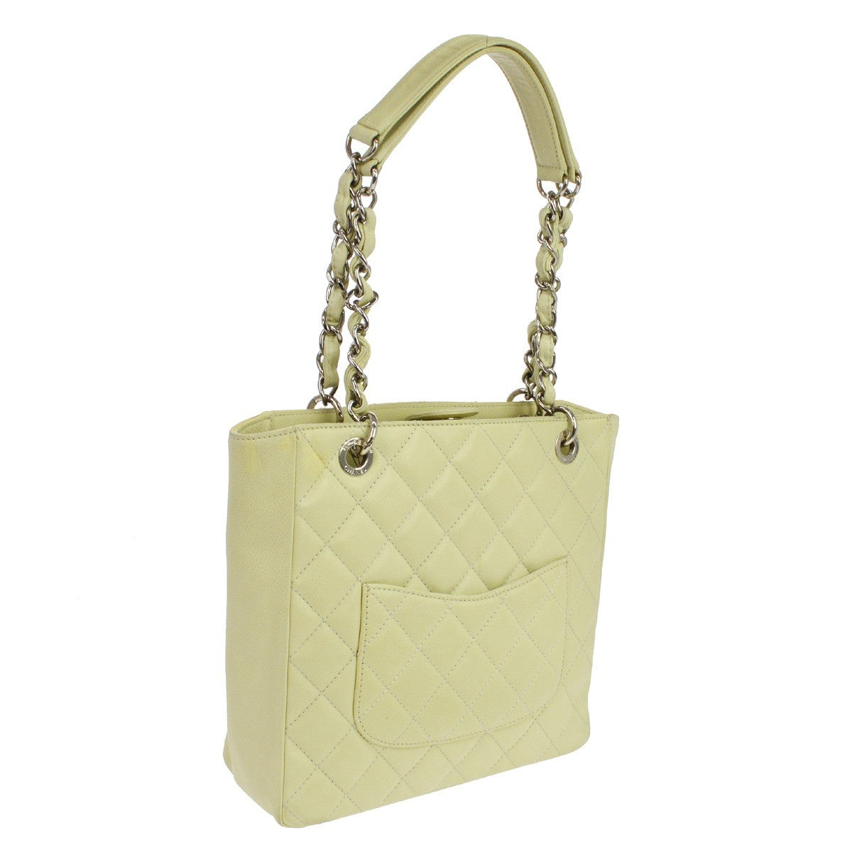 Chanel Petite Shopping Quilted Caviar Green Leather Tote Bag Bag (Pre-Owned)