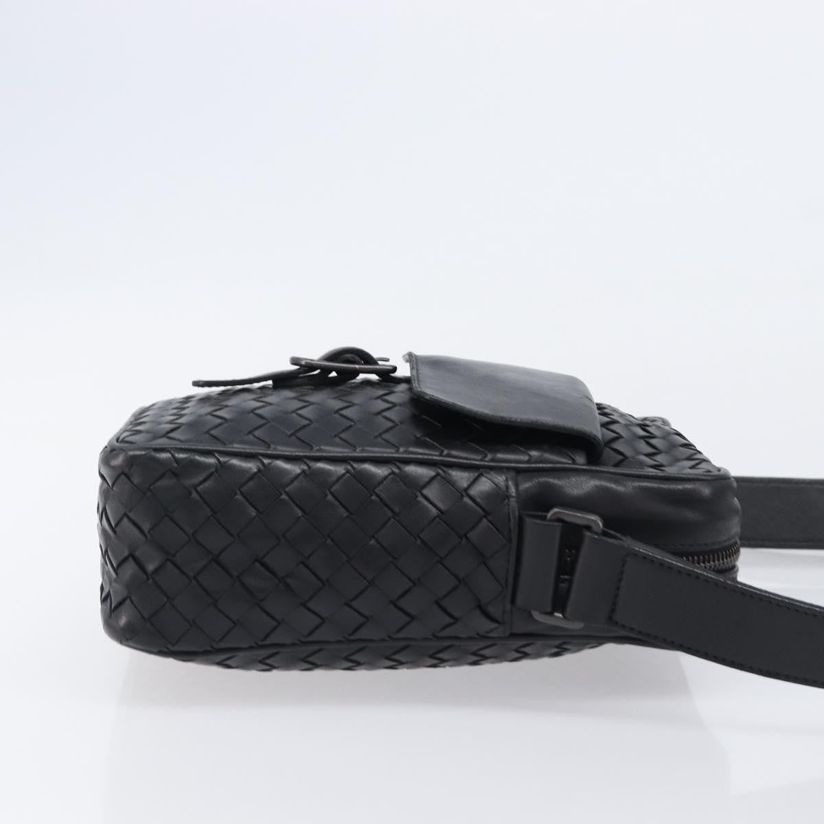 Bottega Veneta Front Pocket Messenger Intrecciato Nappa Black Leather Shoulder Bag Bag (Pre-Owned)