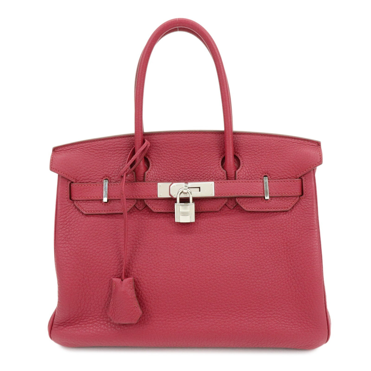 Hermes Birkin Pink Clemence With Palladium Hardware Pink Calfskin Handbag (Pre-Owned)