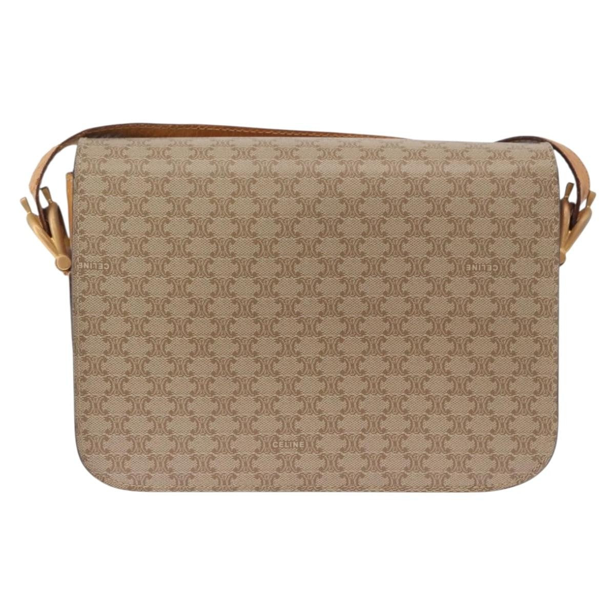 Celine Macadam Canvas Beige Canvas Shoulder Bag Bag (Pre-Owned)