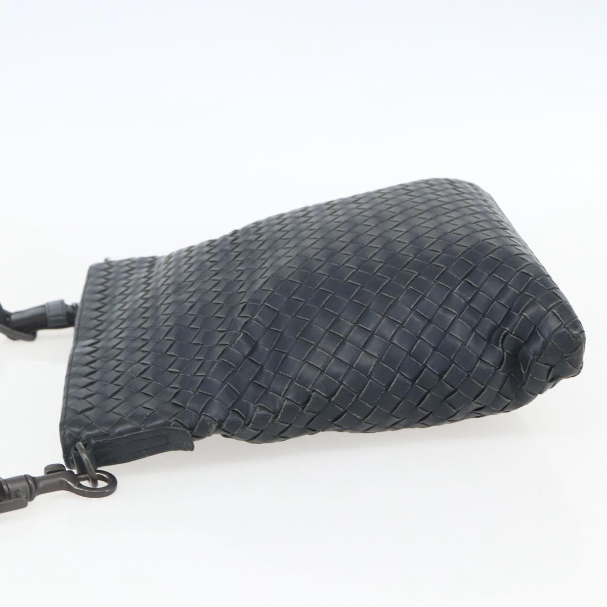 Bottega Veneta Flat Messenger Intrecciato Nappa Navy Leather Crossbody Bag Bag (Pre-Owned)