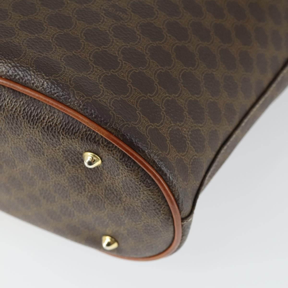 Celine Vintage Macadam Canvas And Leather Brown Canvas Handbag (Pre-Owned)