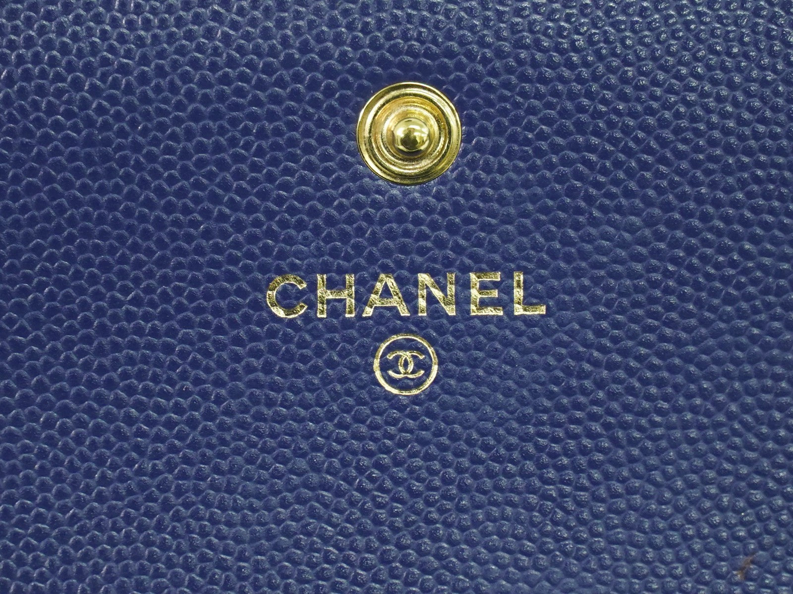Chanel Deauville Flap Caviar Navy Leather Wallets Accessory (Pre-Owned)