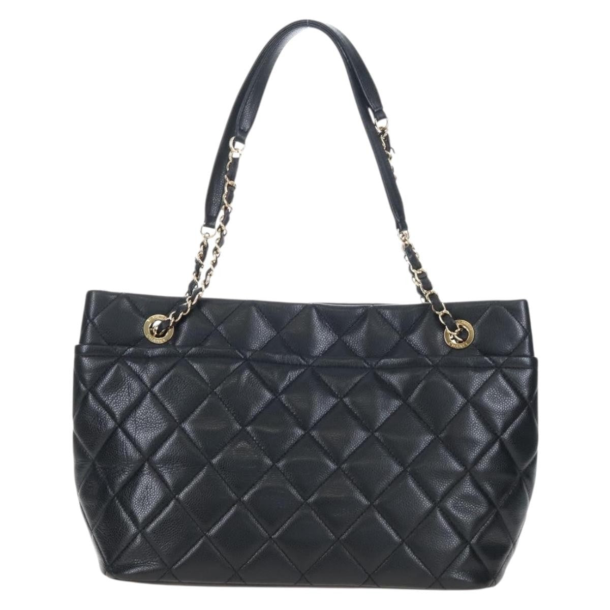 Chanel Timeless Cc Shopping Quilted Caviar Black Leather Tote Bag Bag (Pre-Owned)