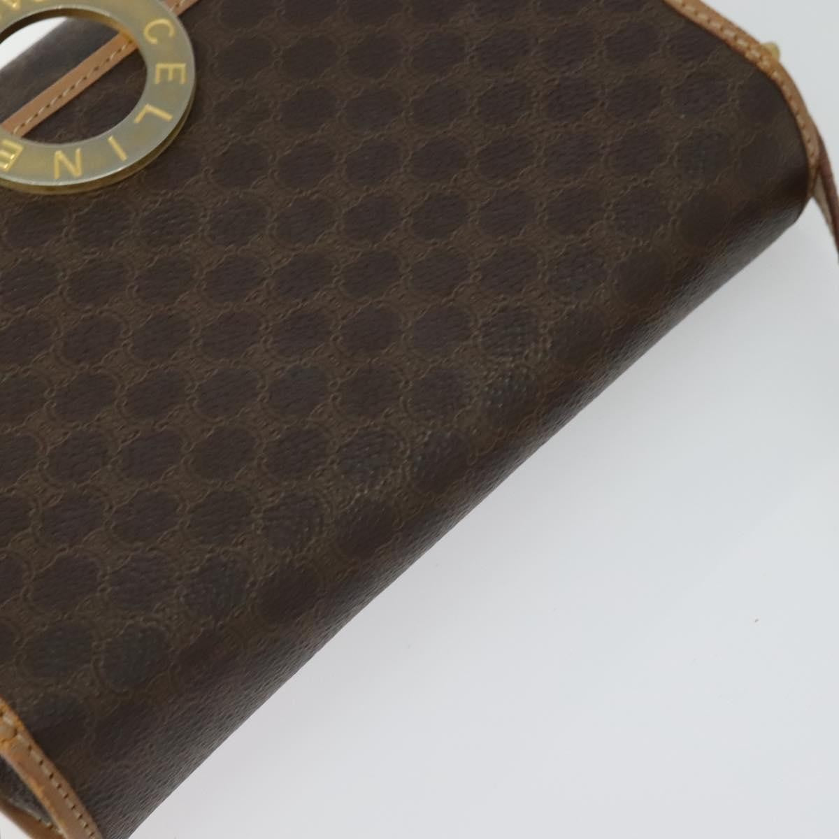 Celine Vintage Macadam Circle Logo Canvas And Leather Brown Canvas Shoulder Bag Bag (Pre-Owned)