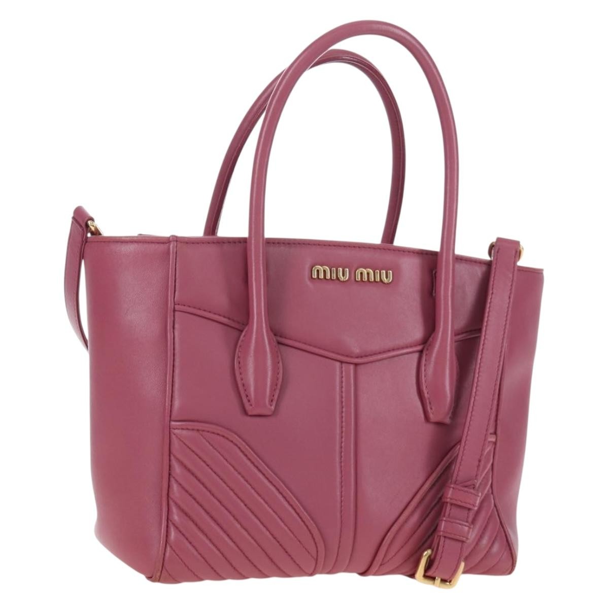 Miu Miu Beau Top Handle Leather Pink Leather Handbag (Pre-Owned)