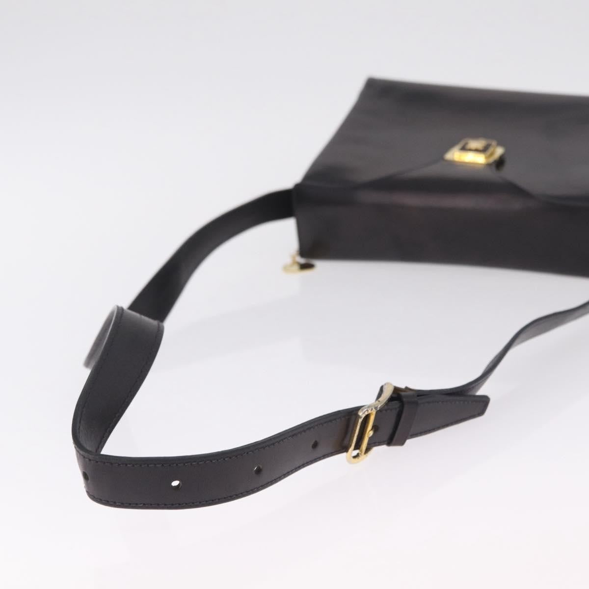 Celine Shoulder Leather Black Leather Shoulder Bag Bag (Pre-Owned)