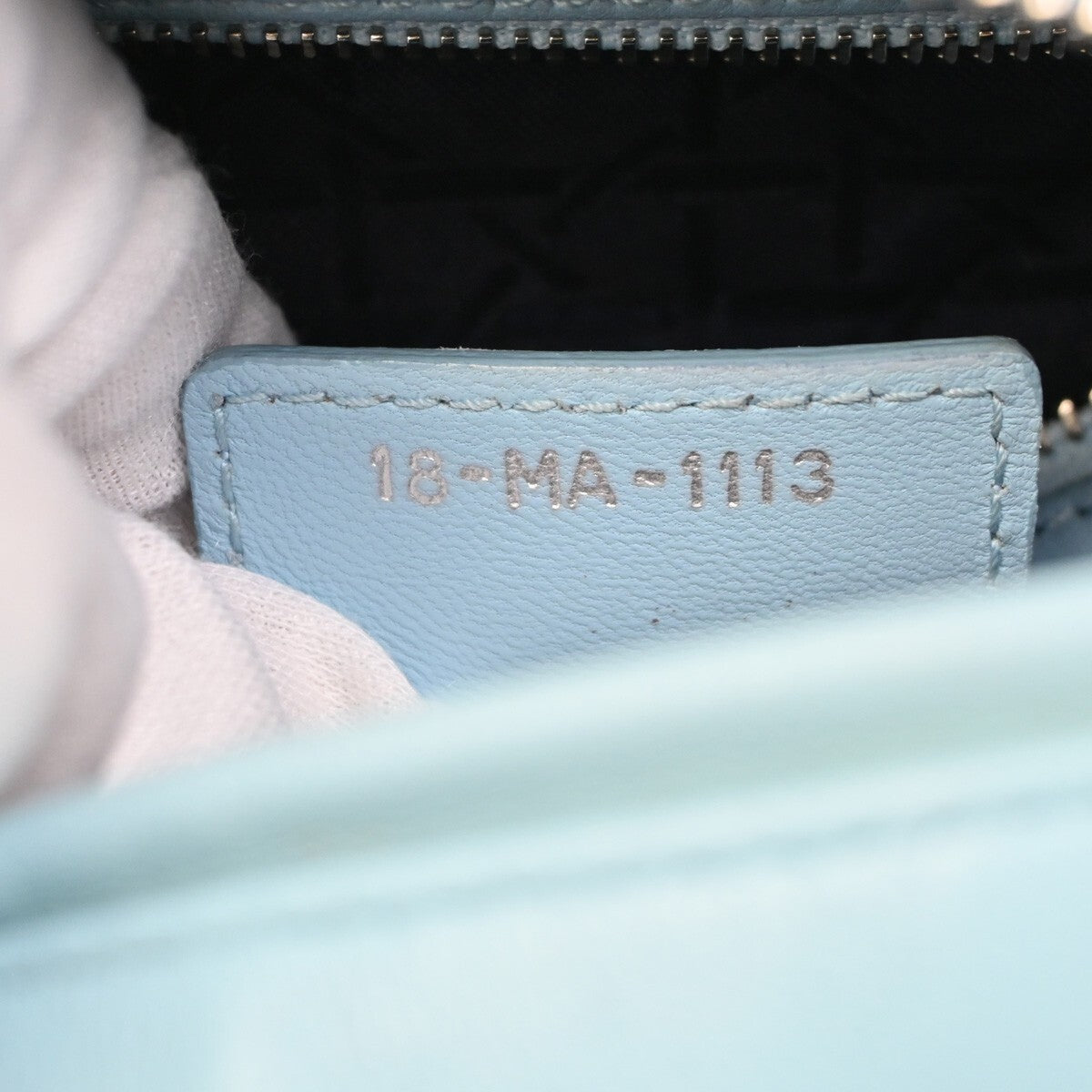 Christian Dior Lady Dior Leather Blue Leather Bag (Pre-Owned)