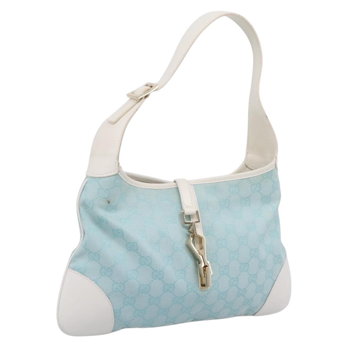 Gucci Jackie O Hobo Gg Canvas With Leather Blue Canvas Shoulder Bag Bag (Pre-Owned)