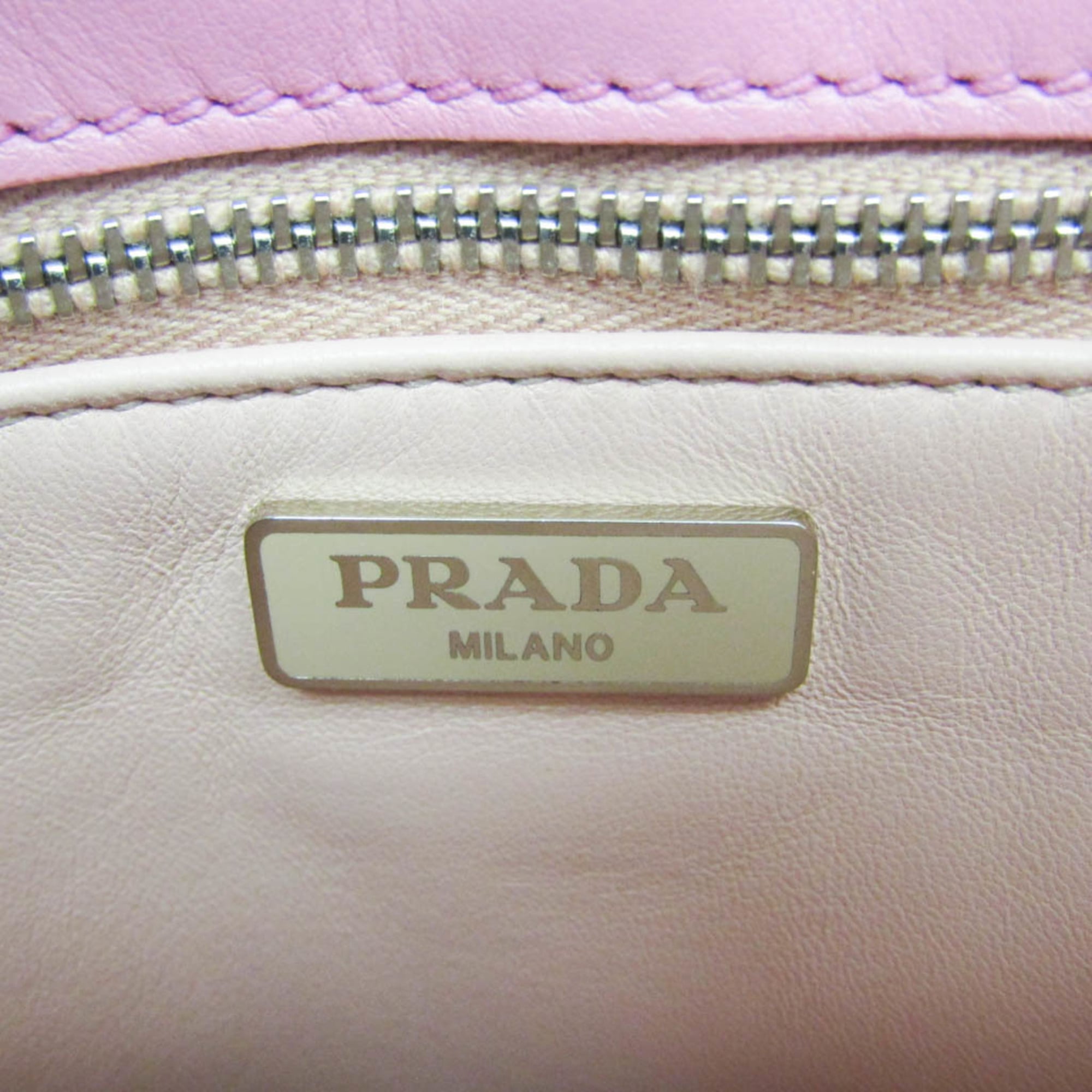 Prada Lux Chain Lock Flap Saffiano Leather Pink Leather Shoulder Bag Bag (Pre-Owned)