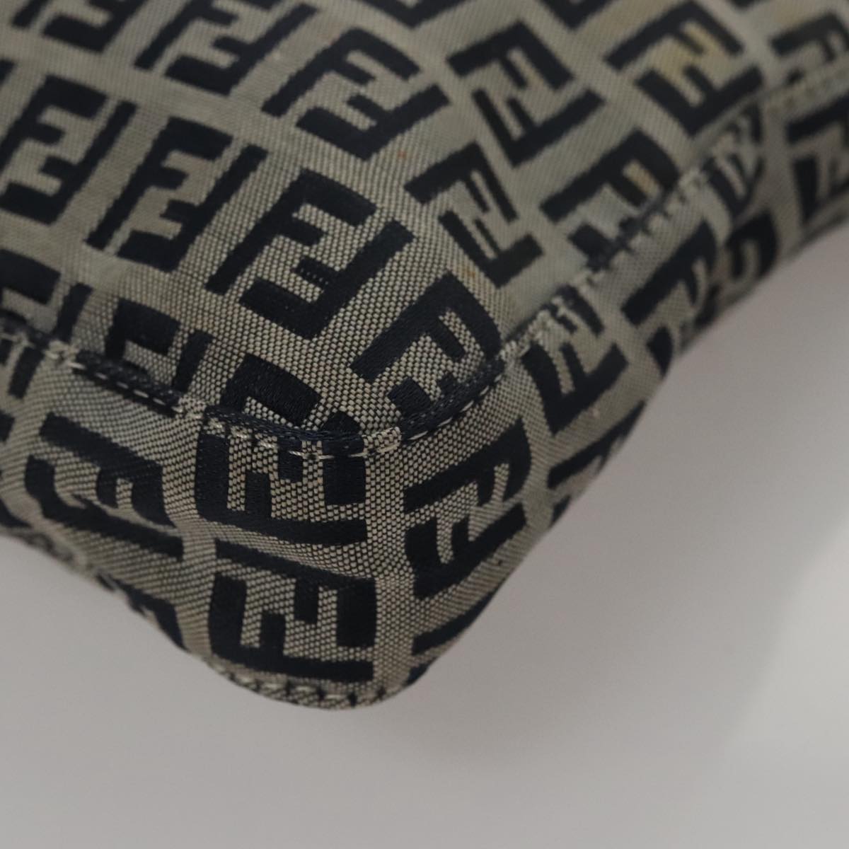 Fendi Zucchino Navy Canvas Shoulder Bag (Pre-Owned)