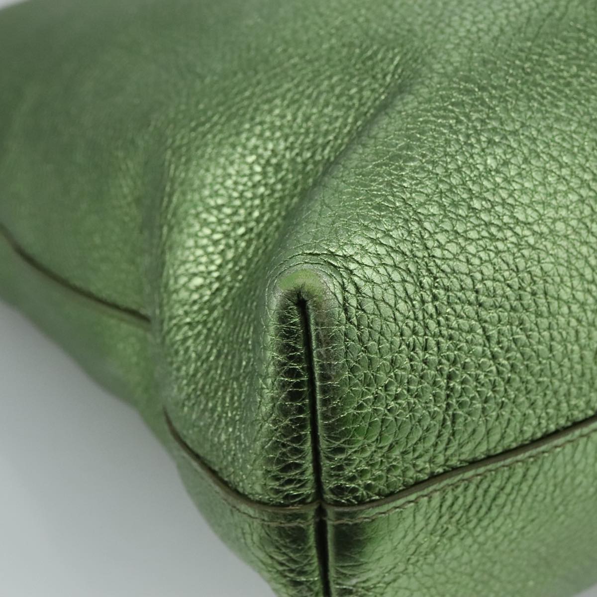 Prada Saffiano Green Leather Tote Bag (Pre-Owned)