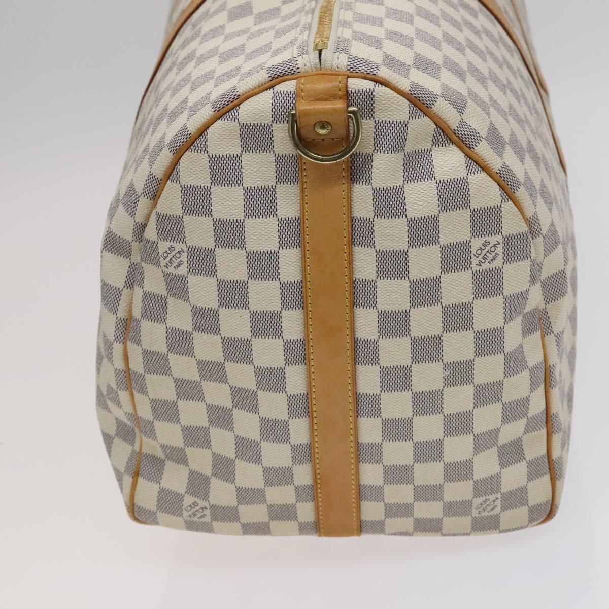 Louis Vuitton Keepall Bandouliere 55 White Canvas Travel Bag (Pre-Owned)