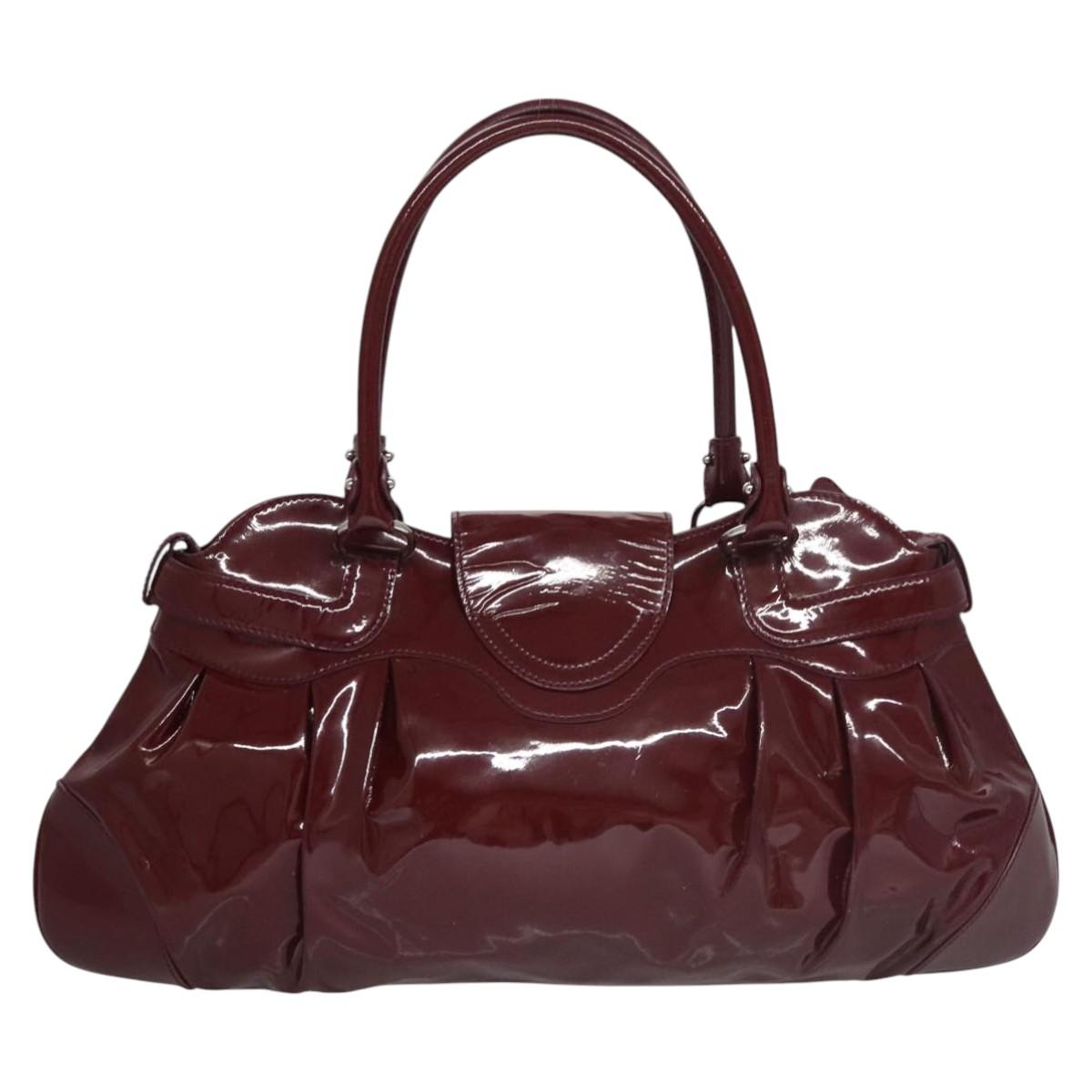 Salvatore Ferragamo Gancini Purple Patent Leather Handbag (Pre-Owned)