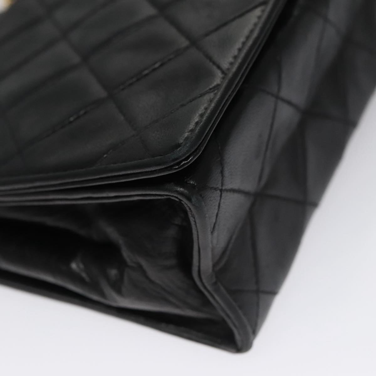 Chanel Full Flap Black Leather Shoulder Bag (Pre-Owned)