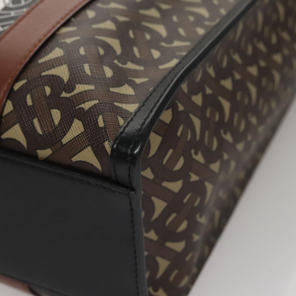 Burberry Stripe Brown Canvas Tote Bag (Pre-Owned)