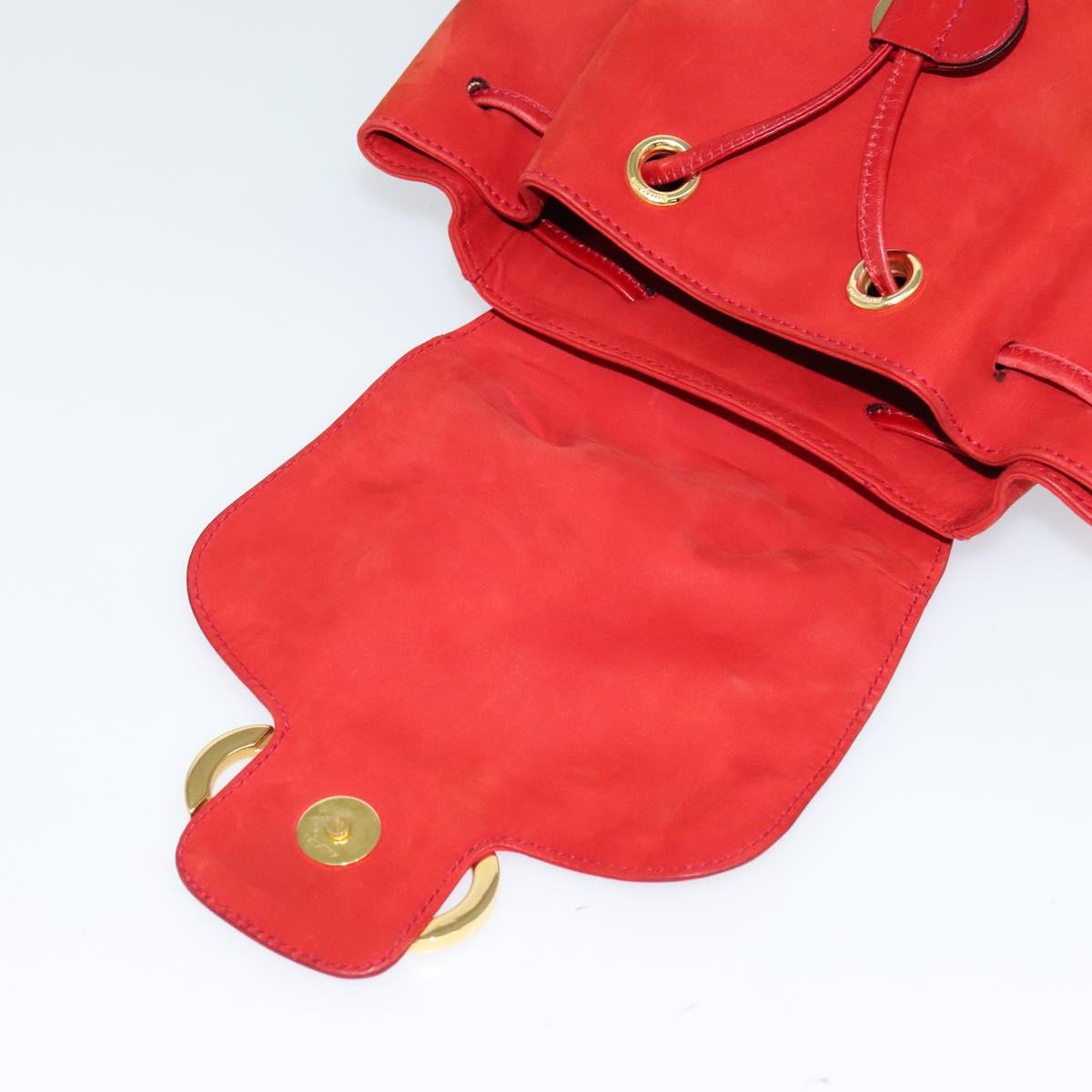 Salvatore Ferragamo Gancini Red Suede Backpack Bag (Pre-Owned)