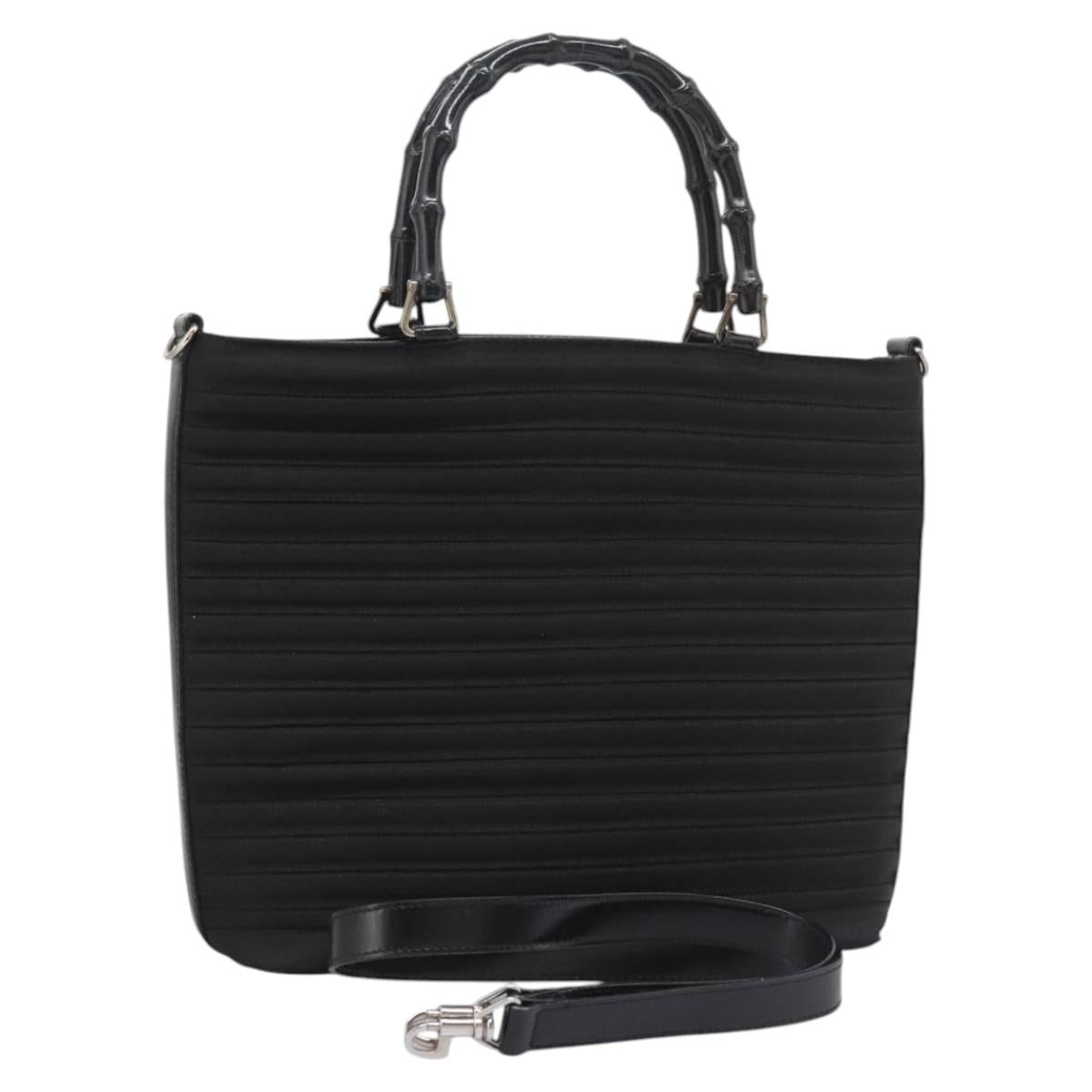 Gucci Bamboo Black Canvas Handbag (Pre-Owned)
