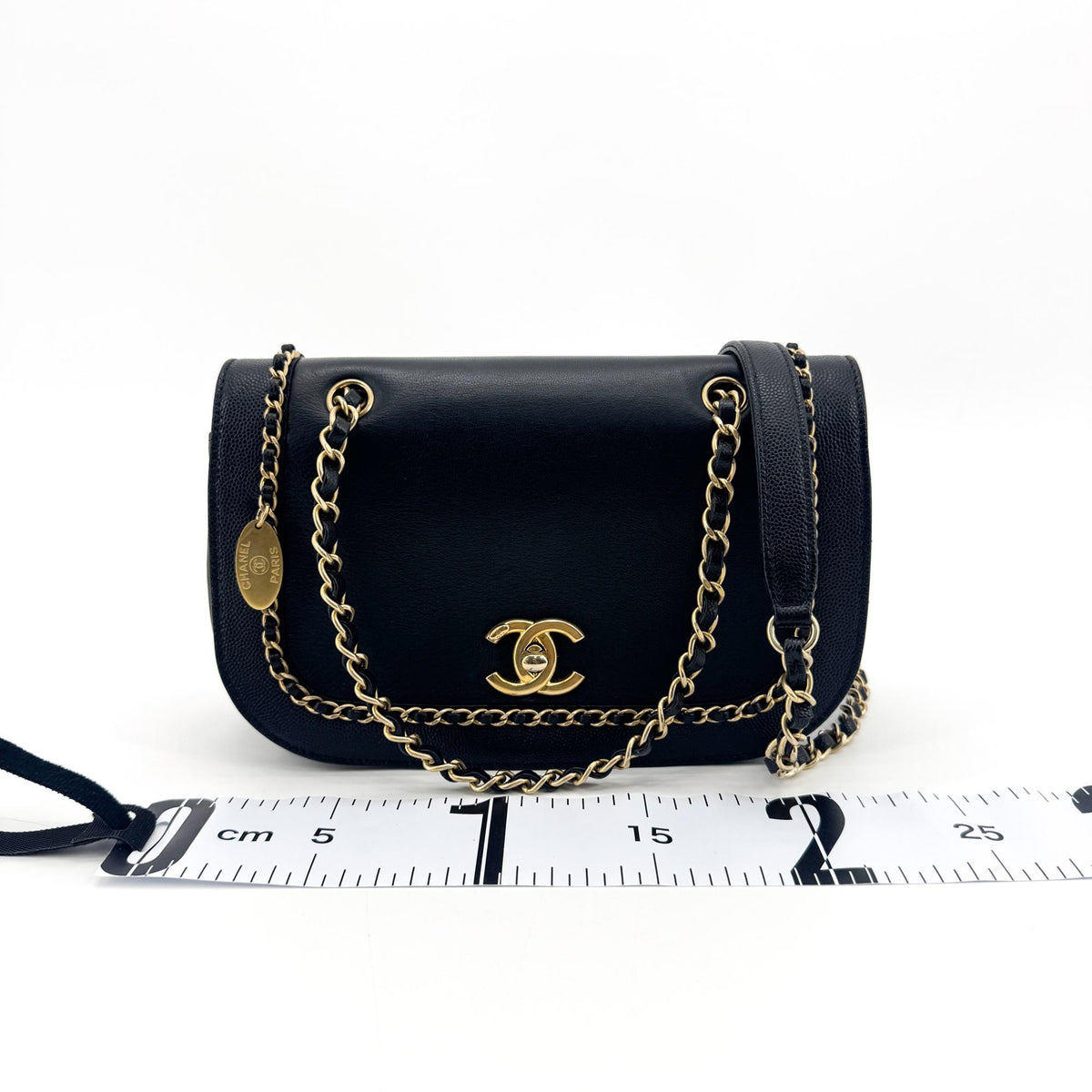 Chanel Flap With Chain Leather Black Calfskin Handbag (Pre-Owned)