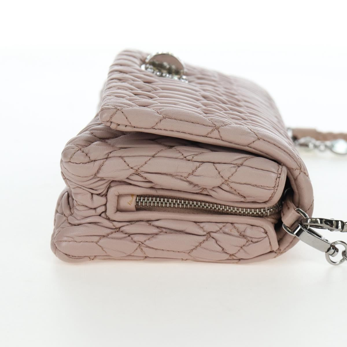 Miu Miu Crystal Clutch Matelasse Leather Pink Leather Clutche & Pouche Bag (Pre-Owned)