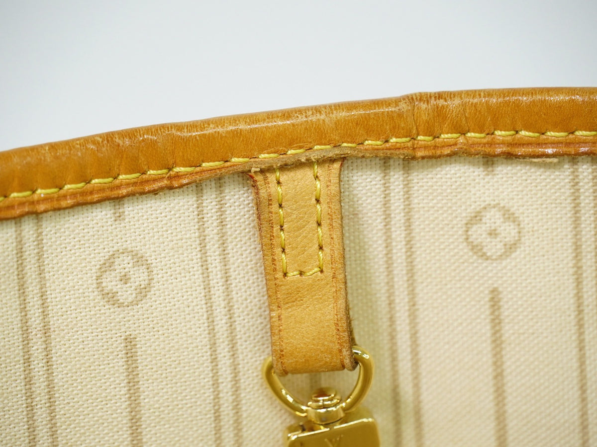 Louis Vuitton Neverfull Damier White Canvas Tote Bag Bag (Pre-Owned)