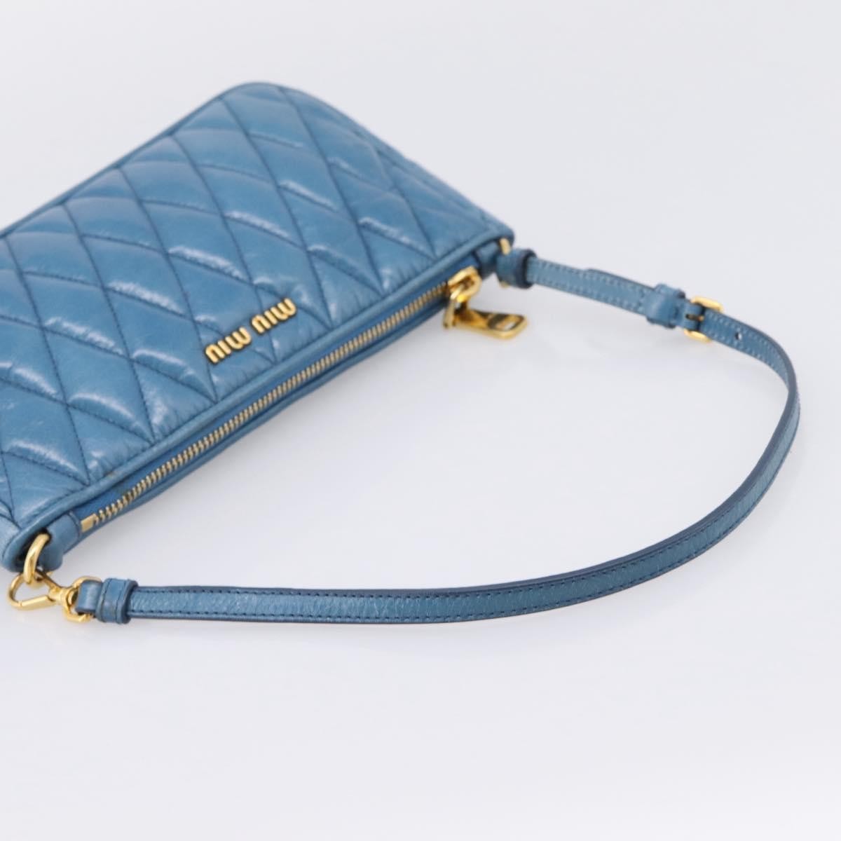 Miu Miu Shoulder Matelasse Leather Blue Leather Shoulder Bag Bag (Pre-Owned)