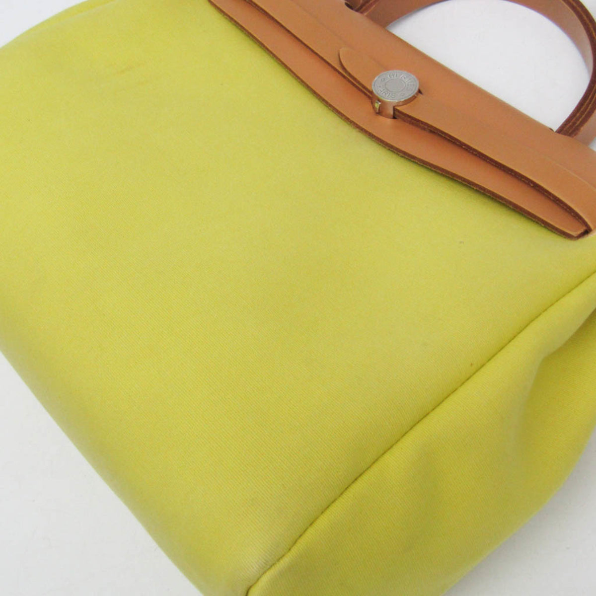 Hermes Herbag Zip Verso Leather And Toile Yellow Canvas Handbag (Pre-Owned)