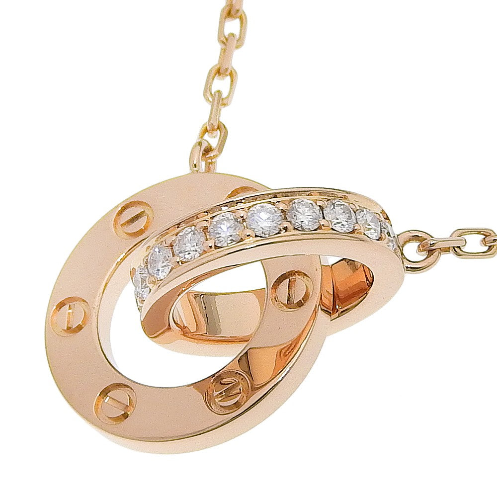 Cartier Love Interlocking Pave 18K Rose Gold And Diamonds Gold Pink_Gold Necklace Jewelry (Pre-Owned)