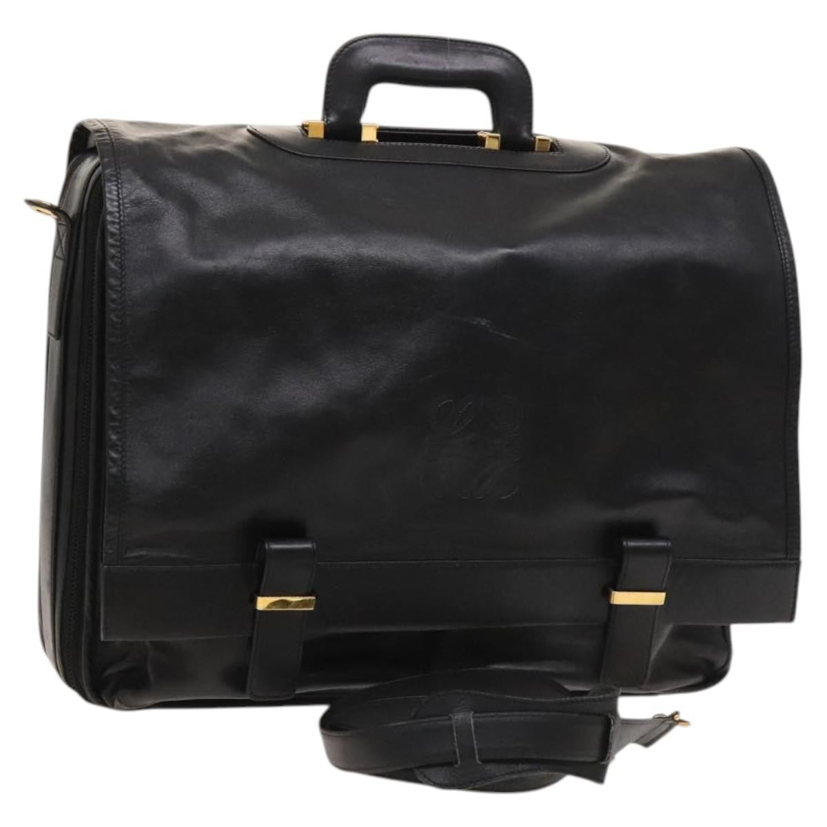 Loewe Anagram Business Leather Black Leather Briefcase Bag (Pre-Owned)