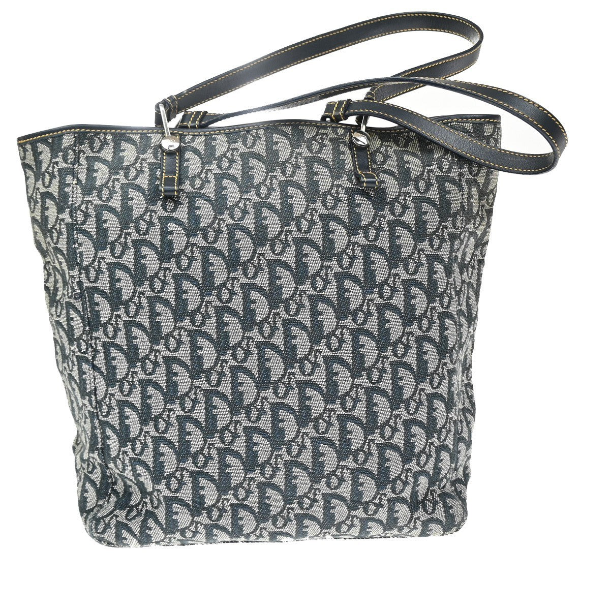 Christian Dior Vintage Open Pocket Diorissimo Canvas Navy Canvas Tote Bag Bag (Pre-Owned)