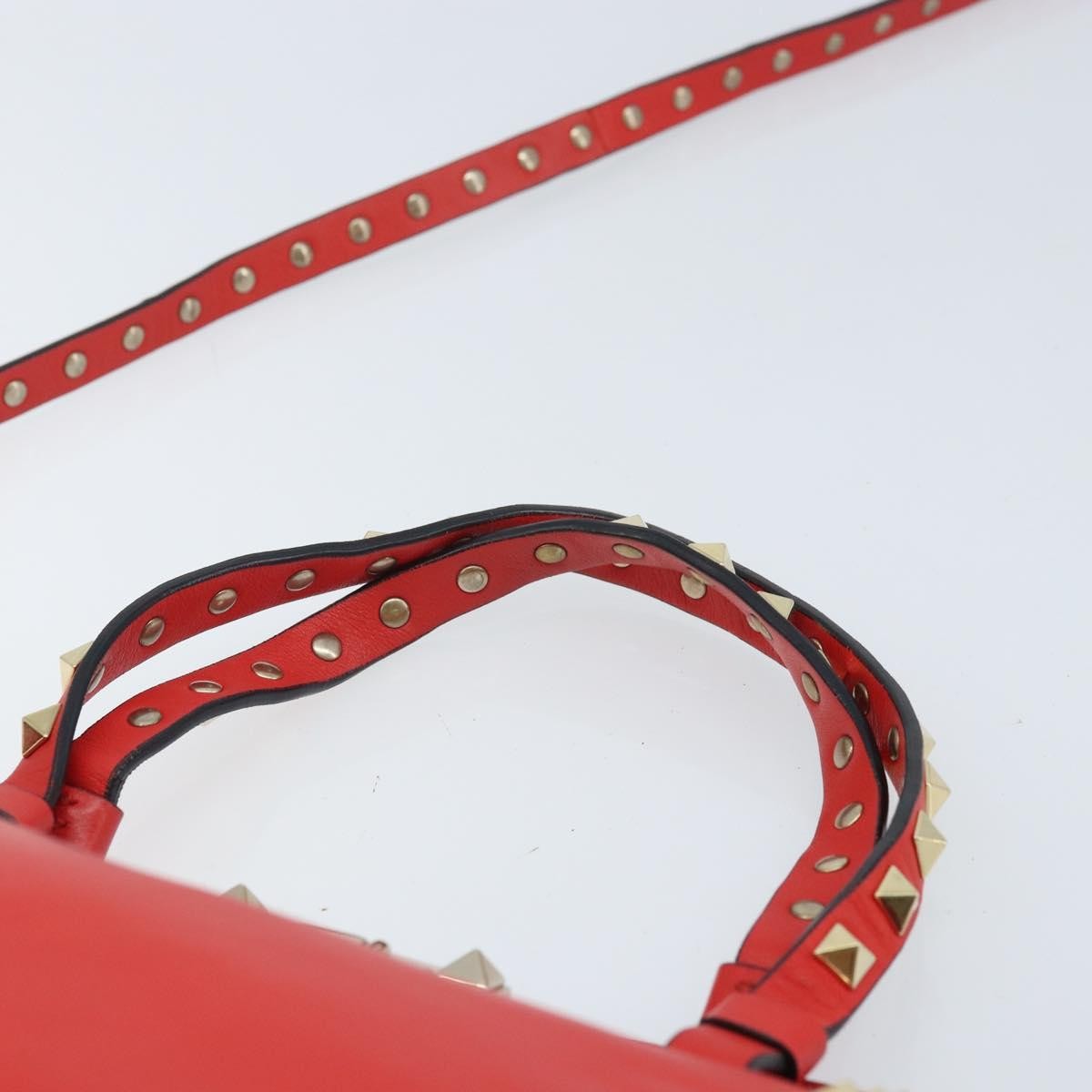 Valentino Garavani Rockstud Tote Soft Leather Red Leather Tote Bag Bag (Pre-Owned)