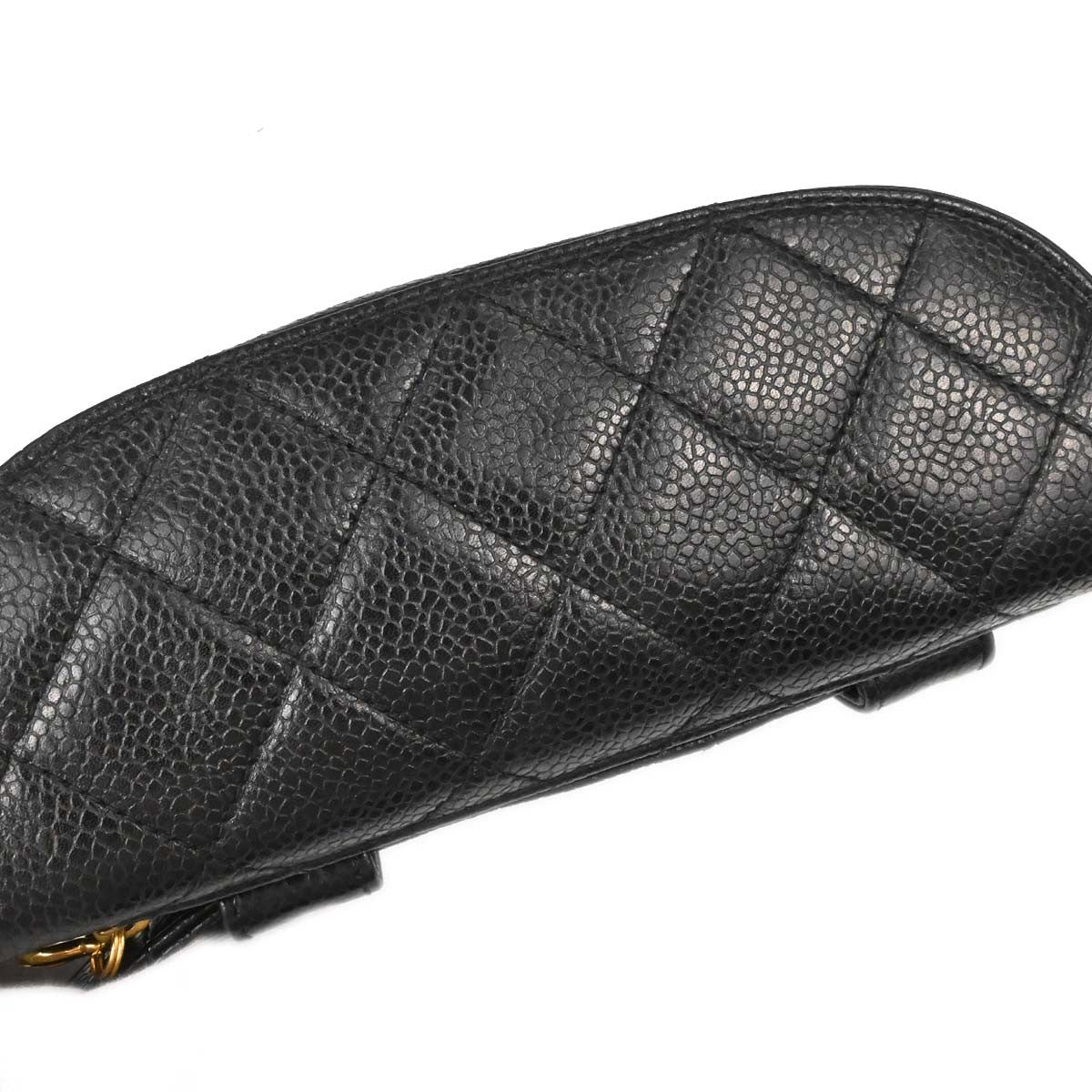 Chanel Vintage Zip Belt Quilted Caviar Black Leather Shoulder Bag Bag (Pre-Owned)