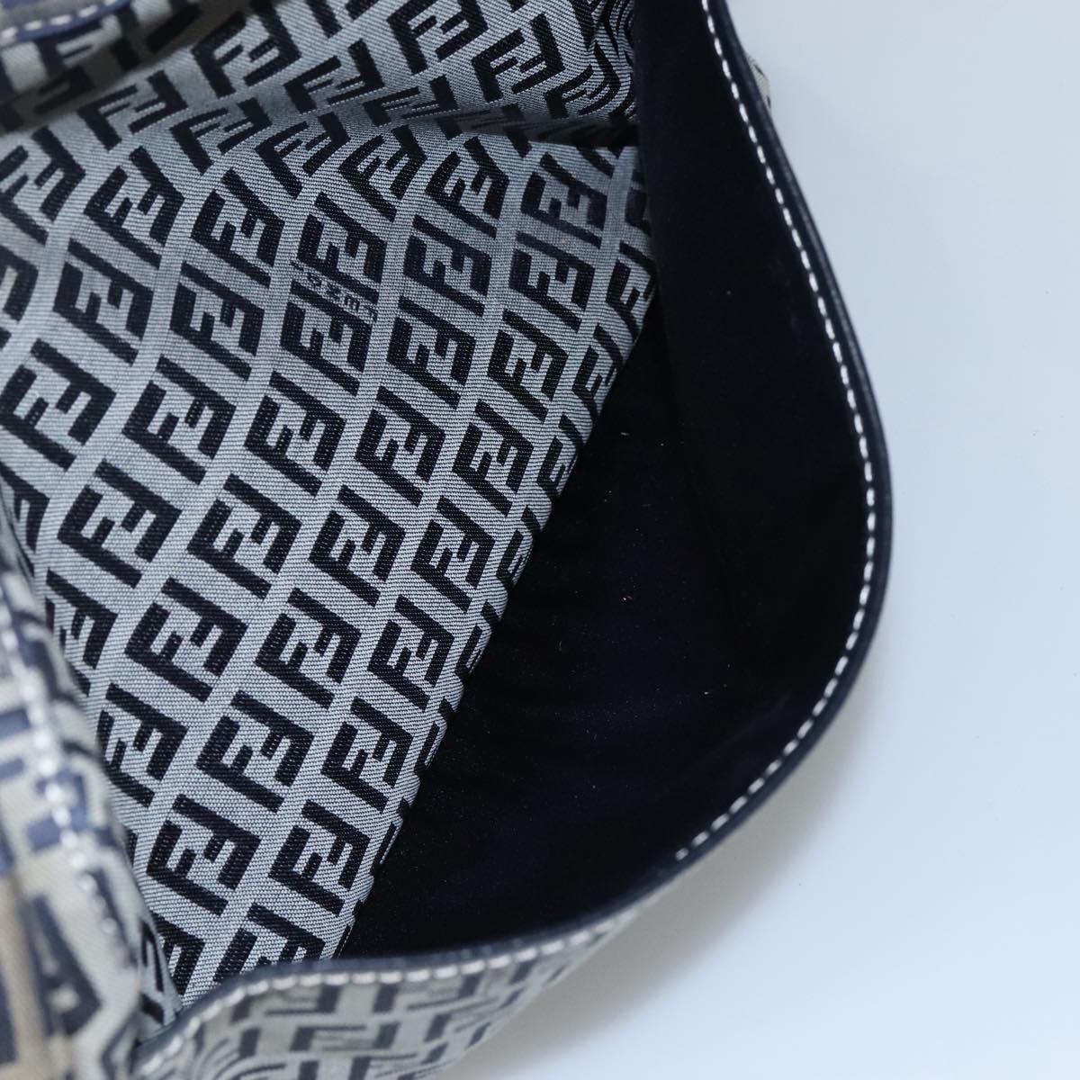 Fendi Zucchino Navy Canvas Shoulder Bag (Pre-Owned)