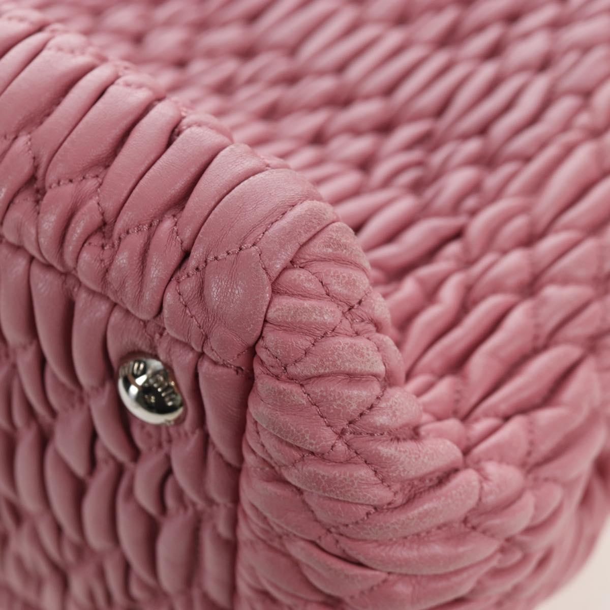 Miu Miu Crystal Turnlock Convertible Satchel Leather Pink Leather Shoulder Bag Bag (Pre-Owned)