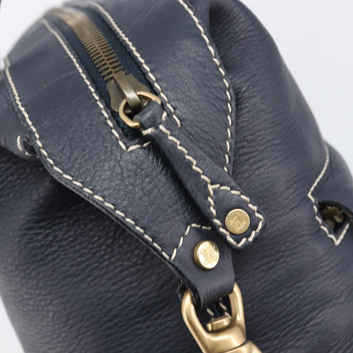 Celine Top Handle Leather Black Leather Handbag (Pre-Owned)