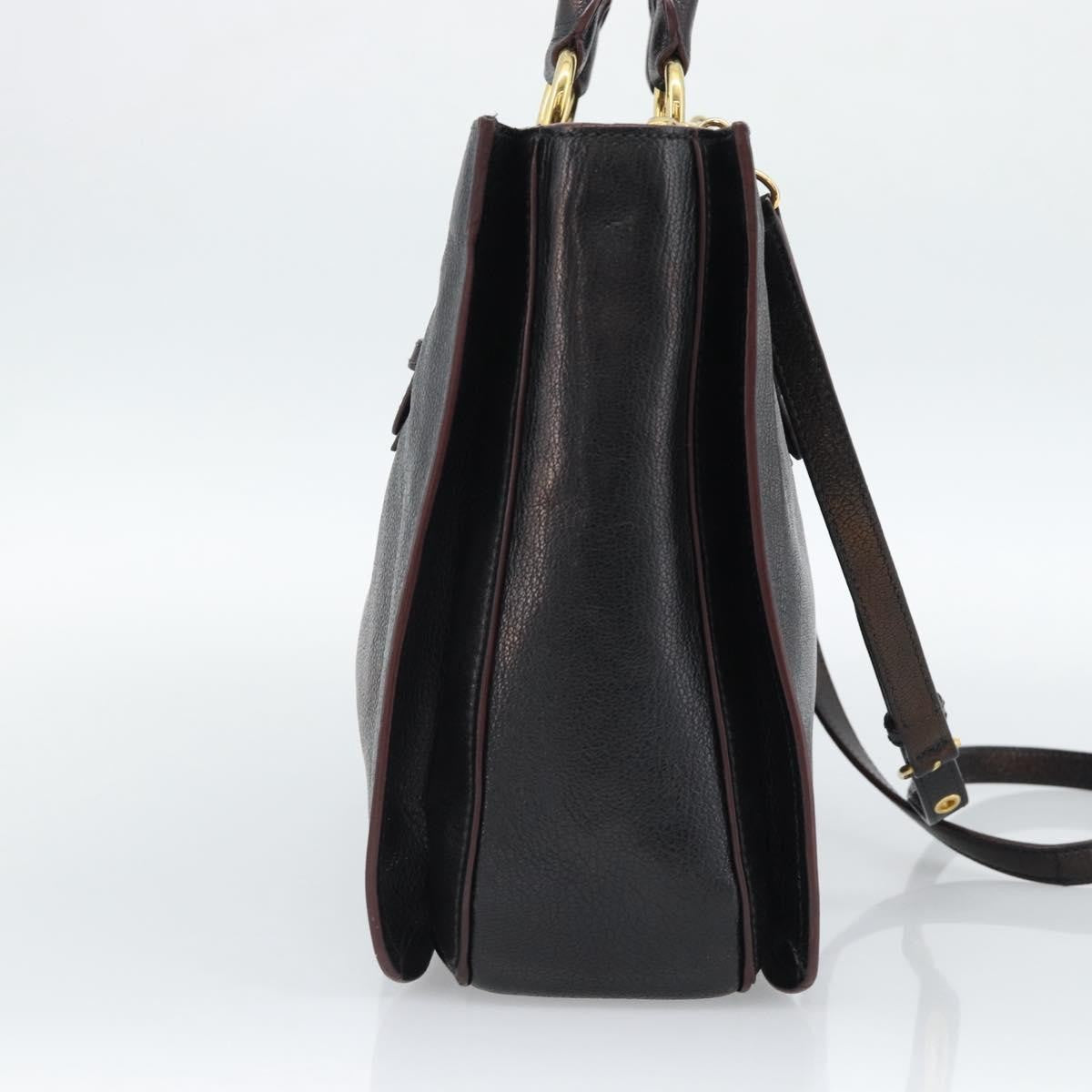 Miu Miu Madras Convertible Lock Leather Black Leather Tote Bag Bag (Pre-Owned)