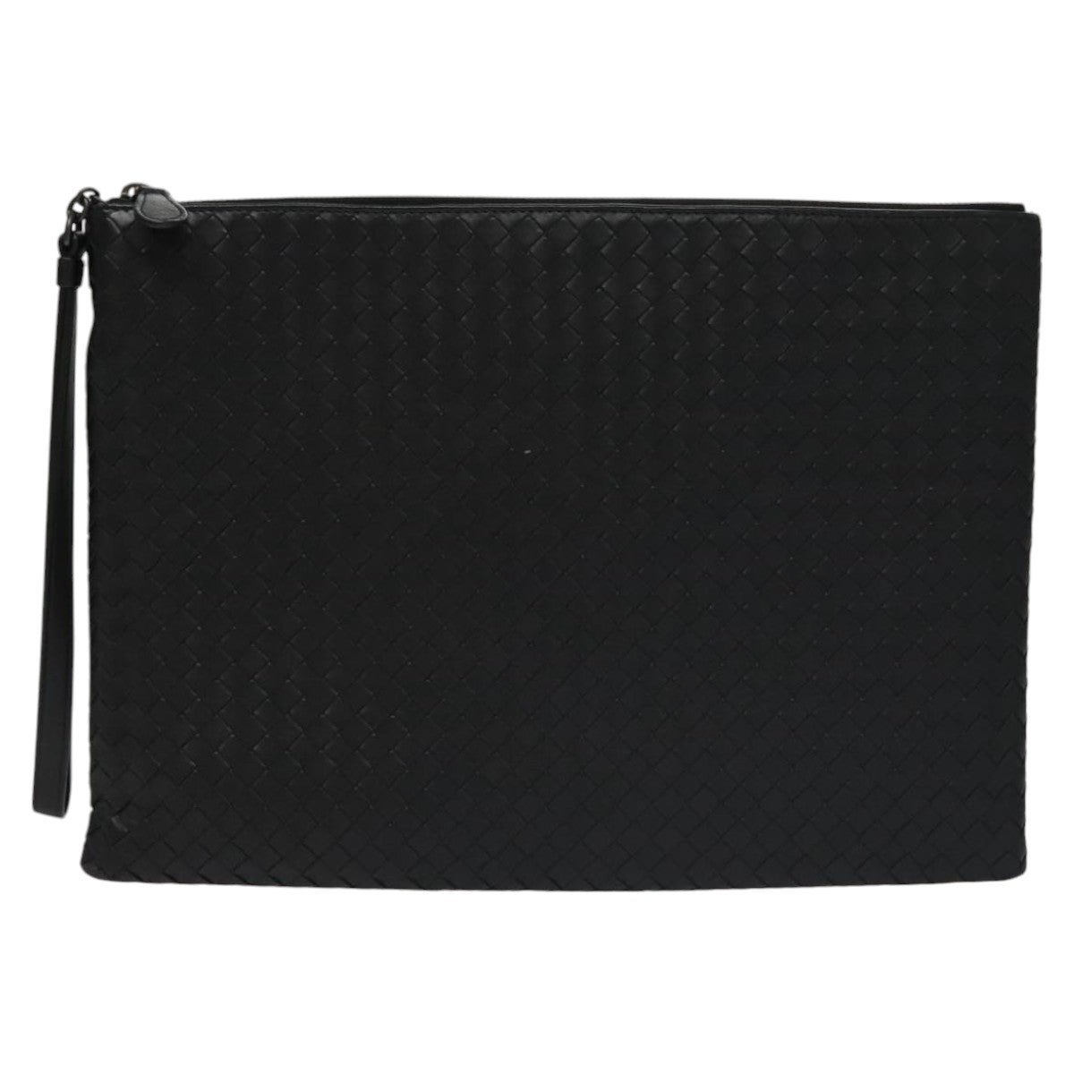 Bottega Veneta Veneta Black Leather Clutch Bag (Pre-Owned)