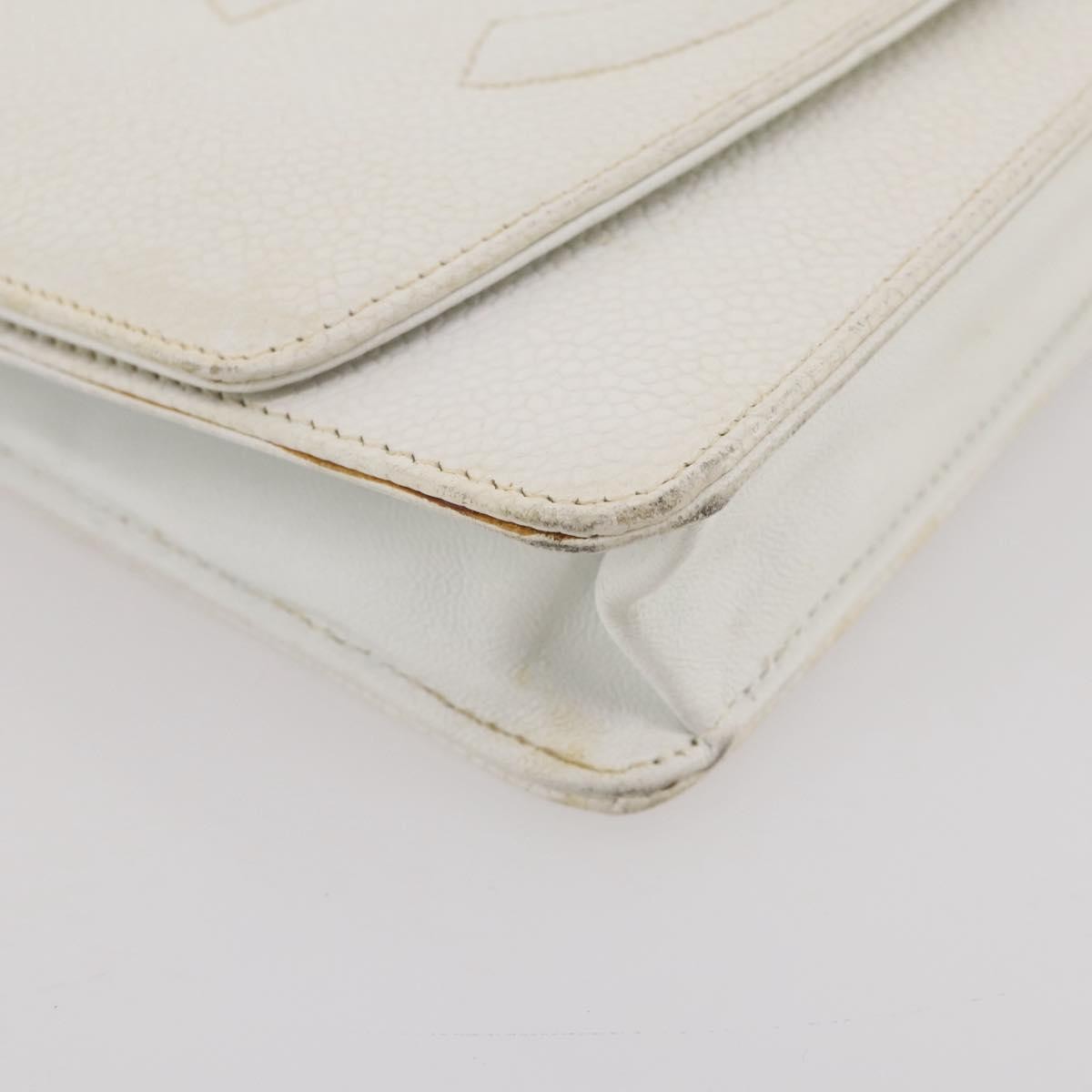 Chanel Vintage Timeless Wallet On Chain Caviar White Leather Crossbody Bag Bag (Pre-Owned)