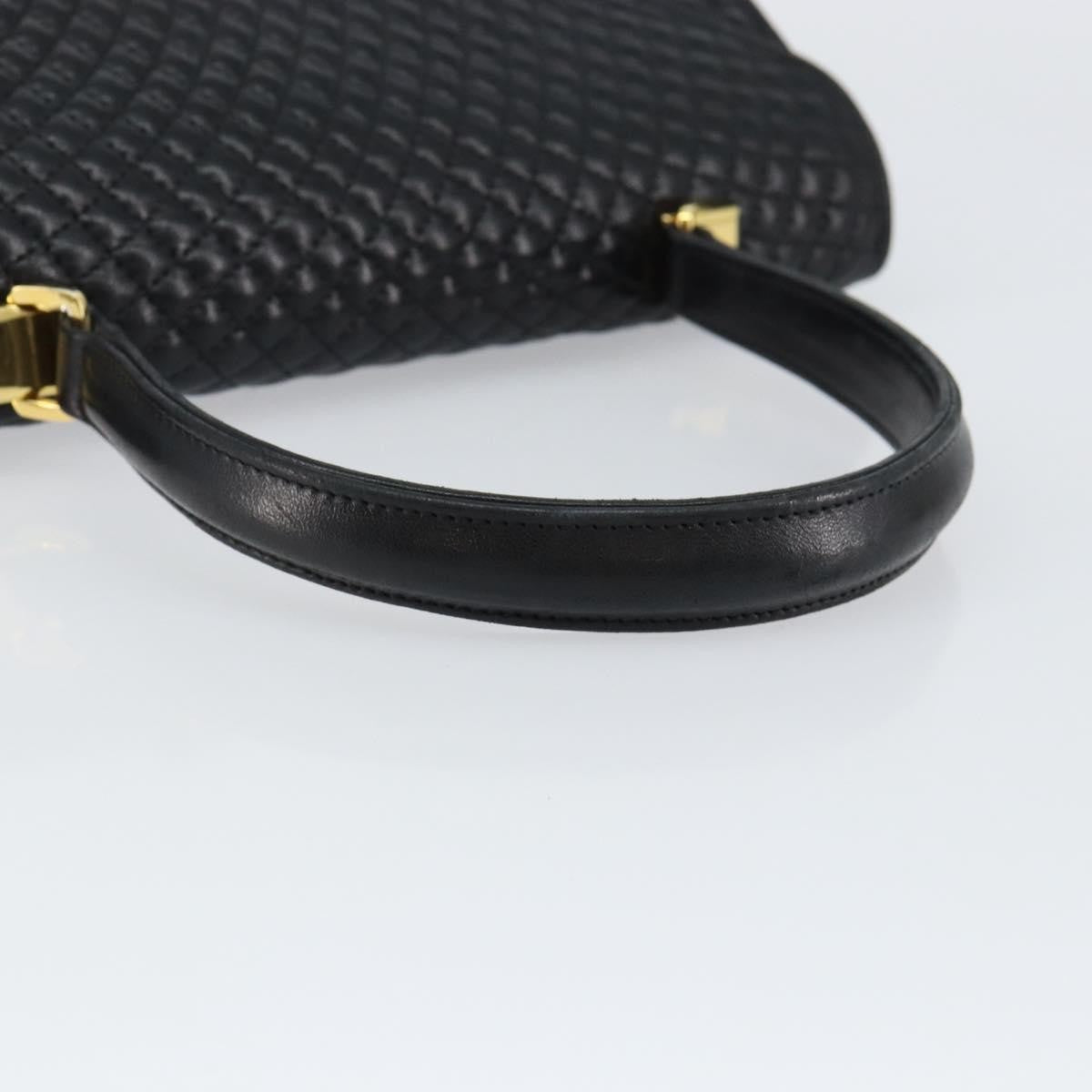 Bally Vintage Flap Quilted Leather Black Leather Handbag (Pre-Owned)