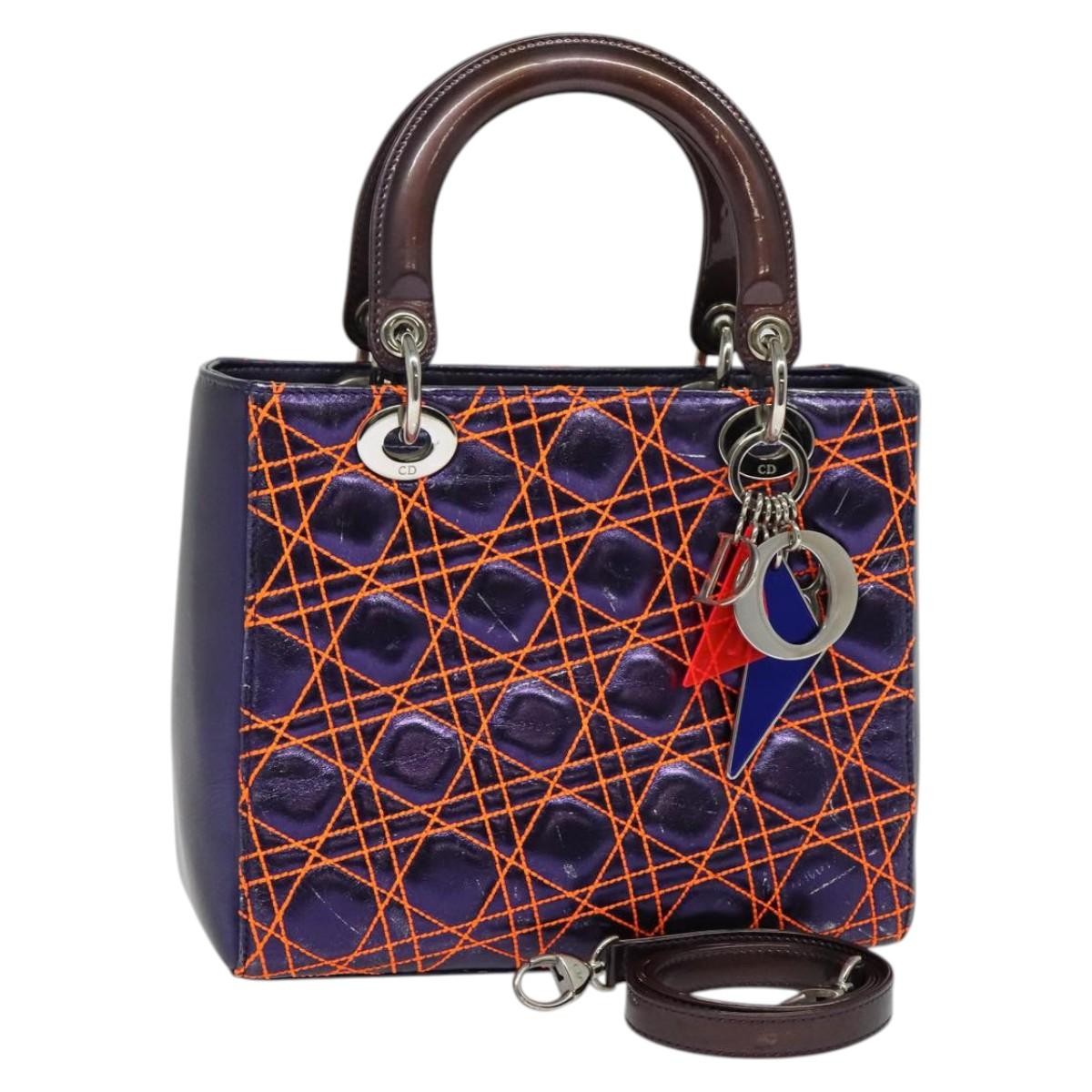 Christian Dior Lady Dior Purple Leather Handbag (Pre-Owned)