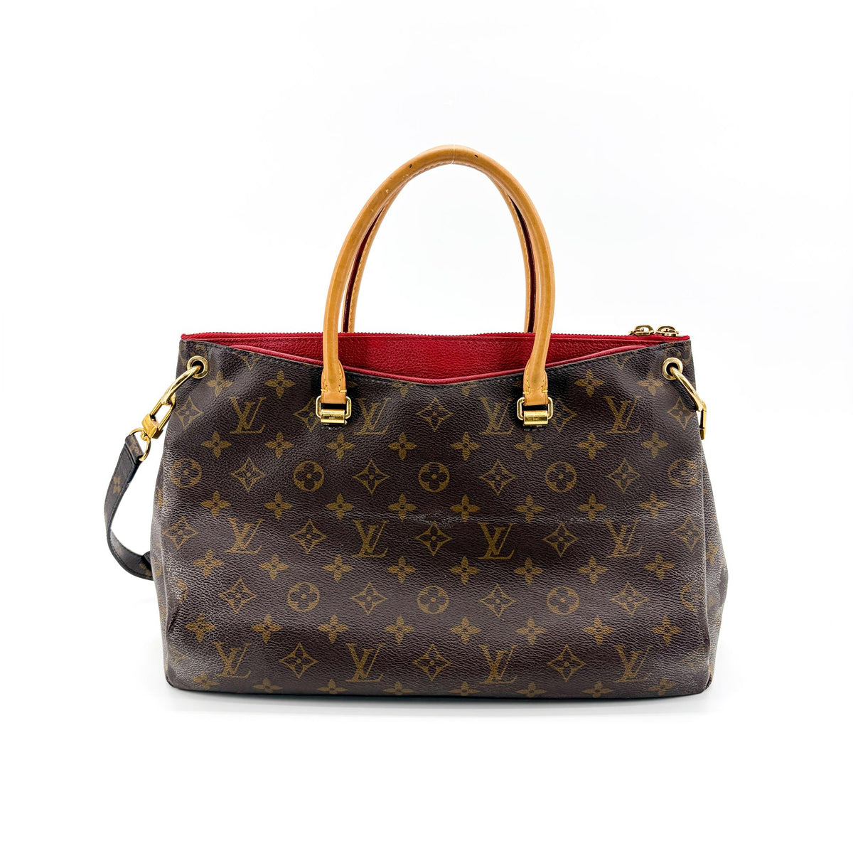 Louis Vuitton Pallas Monogram Canvas With Leather Brown Canvas Tote Bag Bag (Pre-Owned)