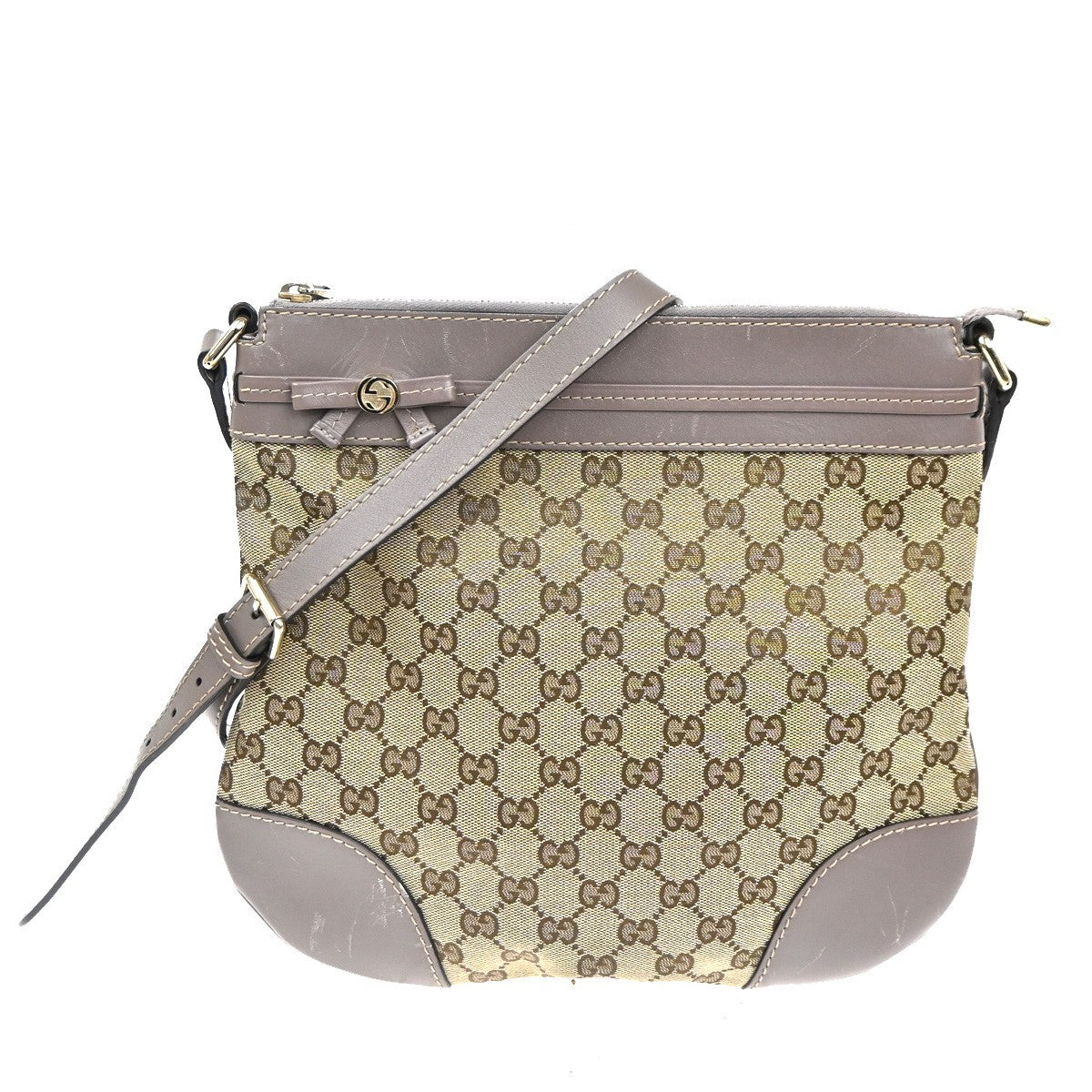 Gucci Mayfair Messenger Gg Canvas And Leather Beige Canvas Shoulder Bag Bag (Pre-Owned)
