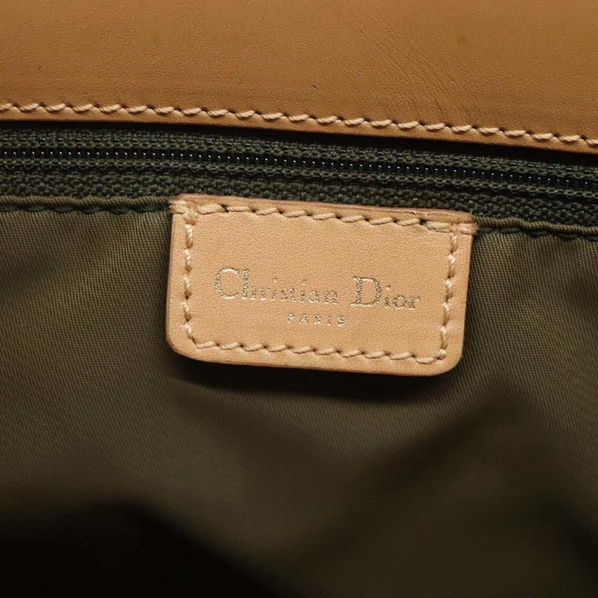 Christian Dior Vintage Trotter Double Pocket Tote Diorissimo Canvas Khaki Canvas Bag (Pre-Owned)