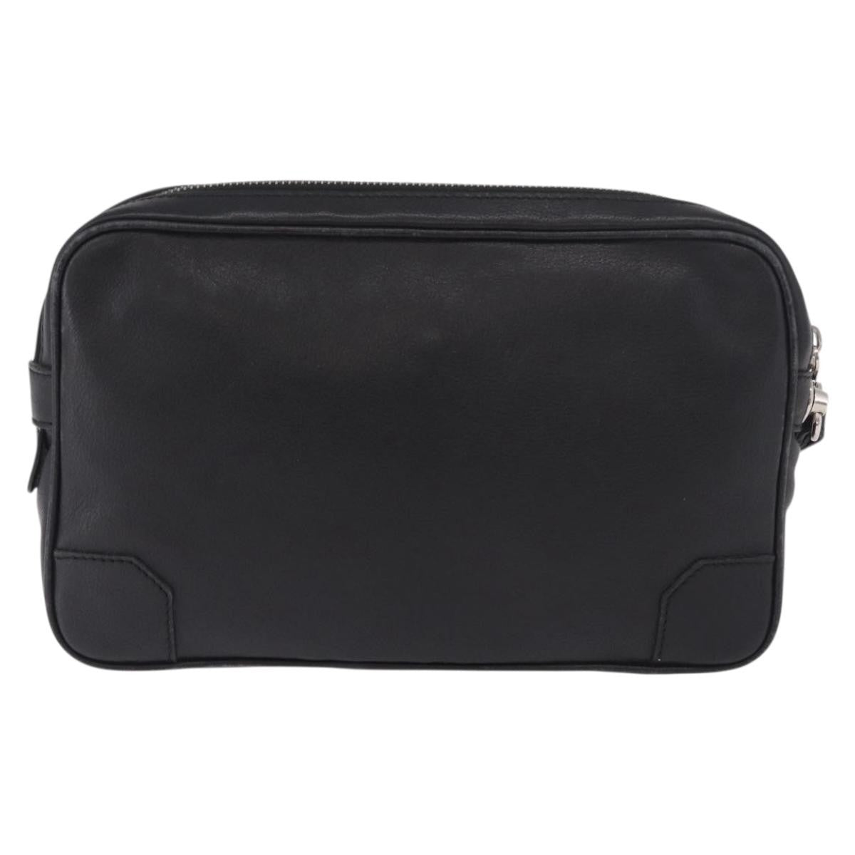 Celine Vintage Zip Wristlet Clutch Leather Black Leather Clutche & Pouche Bag (Pre-Owned)
