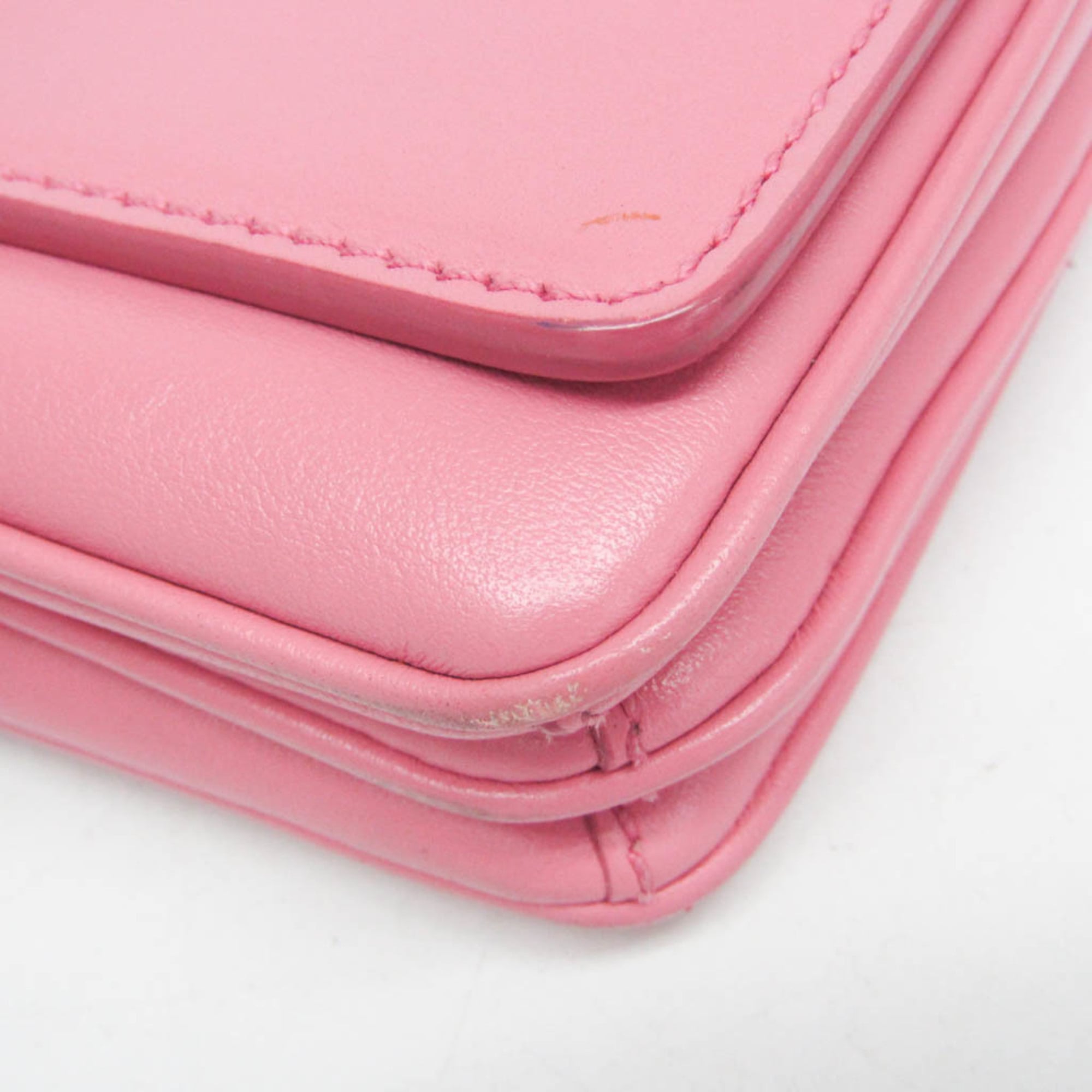 Prada Lux Chain Lock Flap Saffiano Leather Pink Leather Shoulder Bag Bag (Pre-Owned)