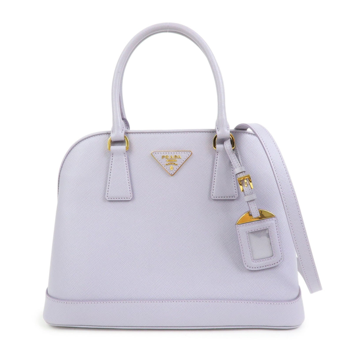 Prada Open Promenade Saffiano Leather Purple Leather Handbag (Pre-Owned)